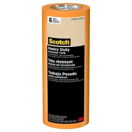 SCOTCH 1.88" x 60 Yds Orange Scotch Heavy Duty Masking Tape Contractor, PK 6 2020+-48TP6